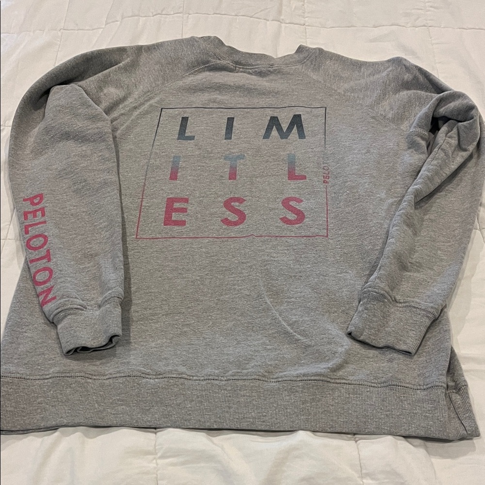 Peloton Gray Sweatshirt with Pink Lettering